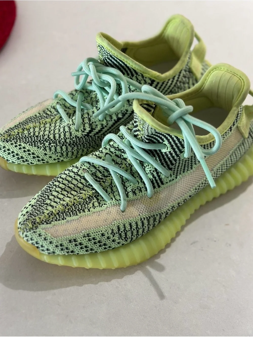 adidas Kids Neon Lime/Black Knit Low-Top Sneakers